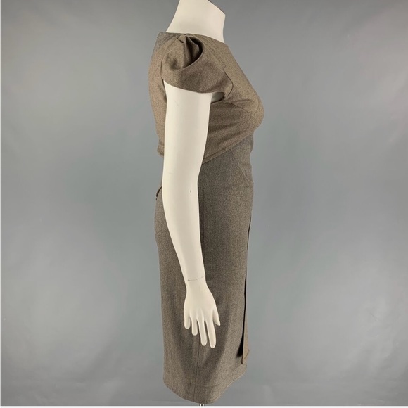 Zac Posen Grey Brown Wool Blend Stripe Shift Dress - Picture 11 of 11